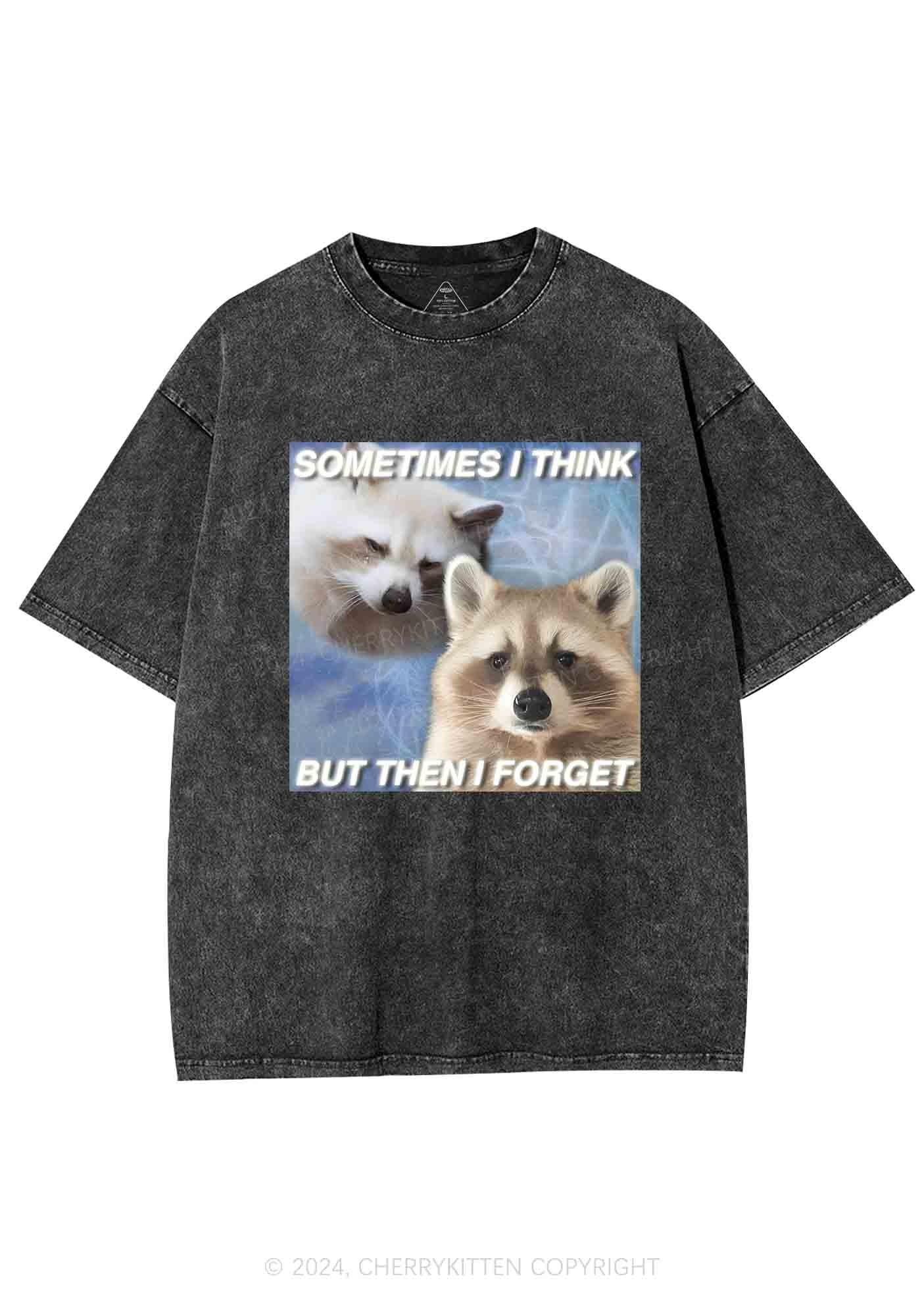 Raccoon Sometimes Think Y2K Washed Tee Cherrykitten