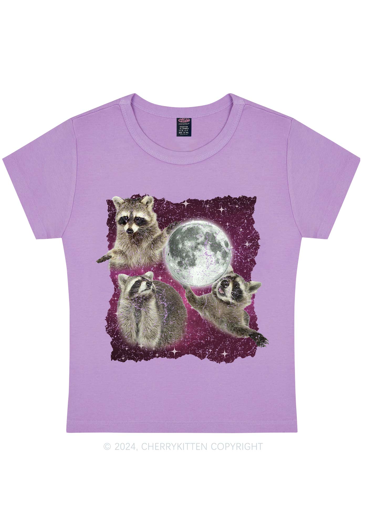 Raccoon Moon Y2K Baby Tee Cherrykitten