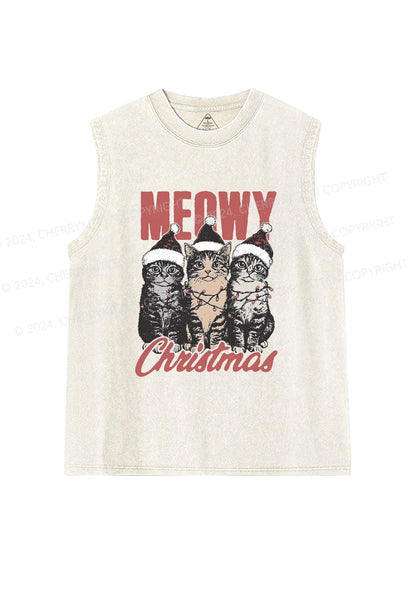 Christmas Meowy Y2K Washed Tank Cherrykitten