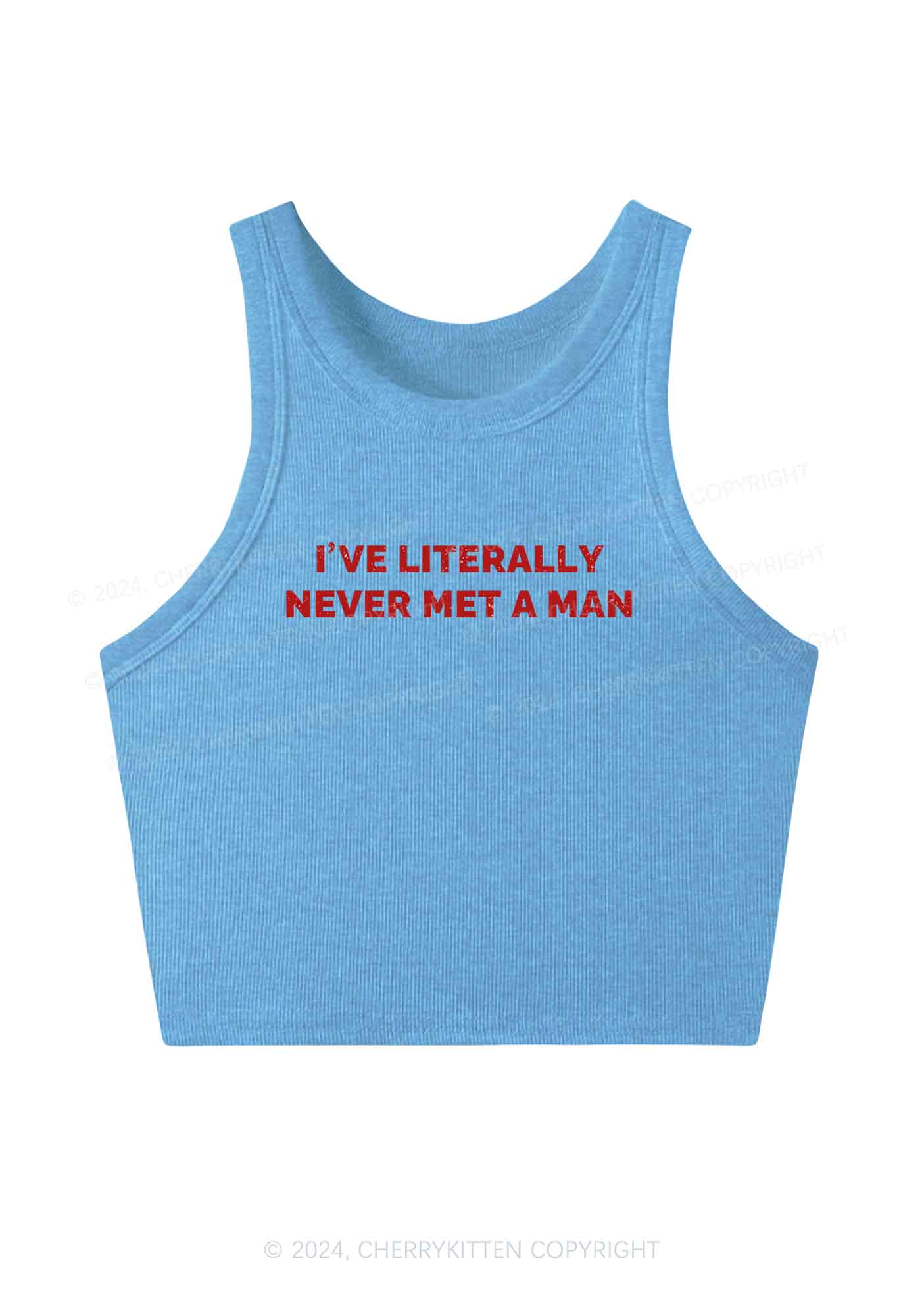 Never Met A Man Y2K Crop Tank Top Cherrykitten