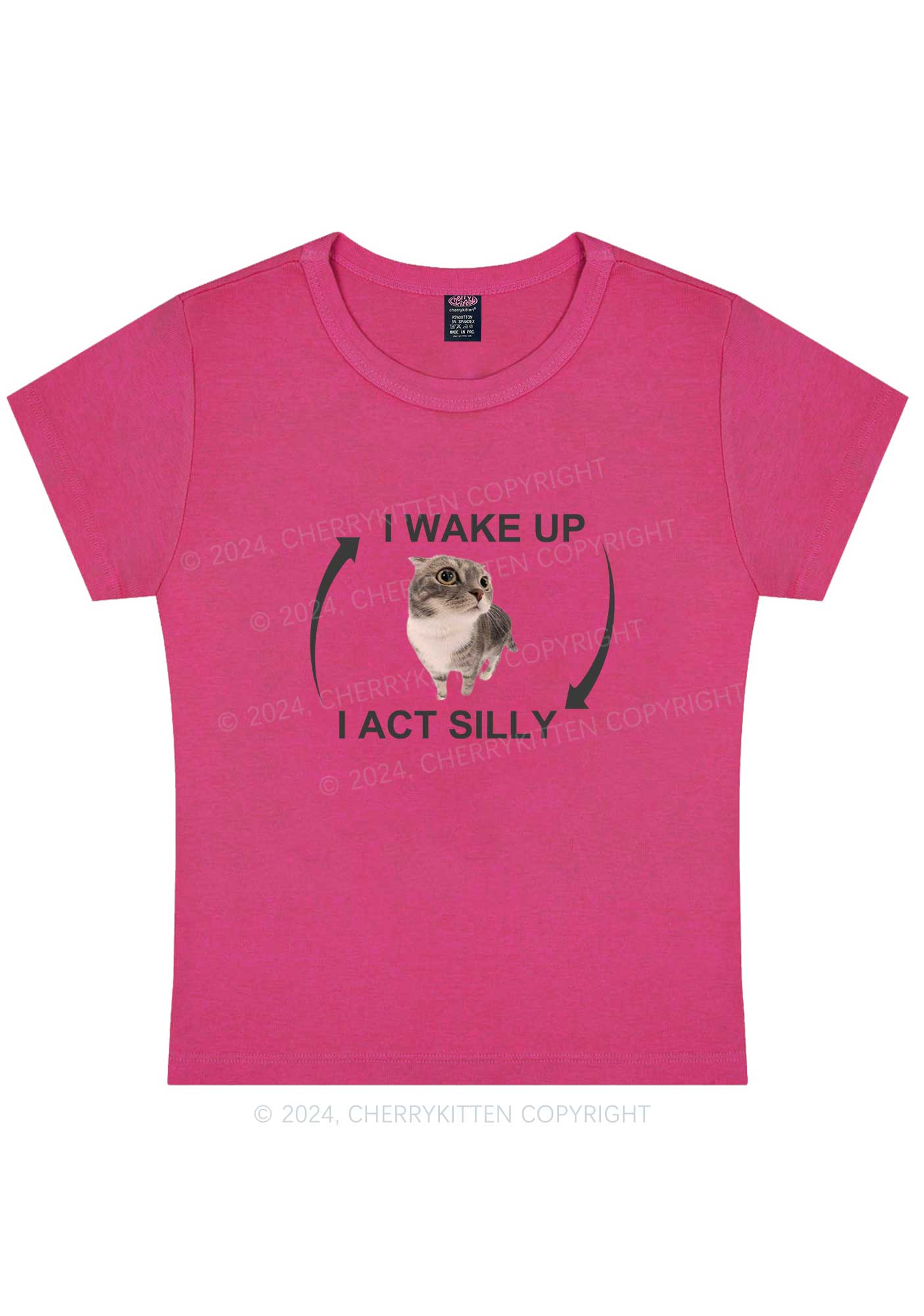 Wake Up Act Silly Y2K Baby Tee Cherrykitten