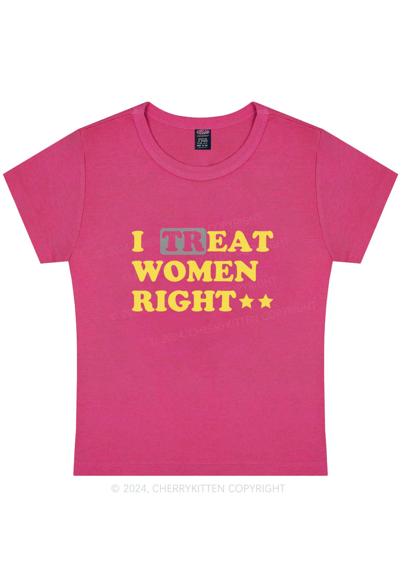 Curvy I Treat Women Right Y2K Baby Tee Cherrykitten