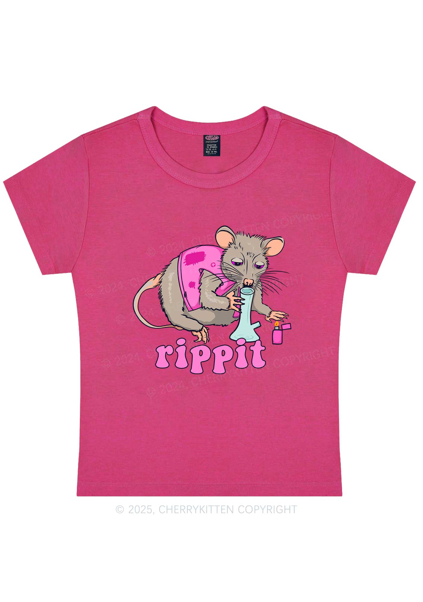 Rippit Rat Y2K Baby Tee Cherrykitten