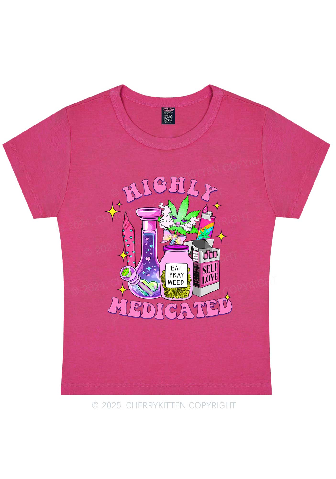 Highly Medicated Y2K Baby Tee Cherrykitten