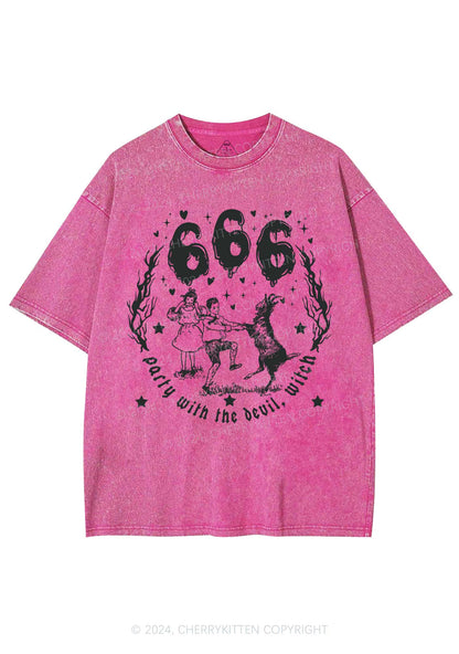 Halloween Devil Witch Y2K Washed Tee Cherrykitten