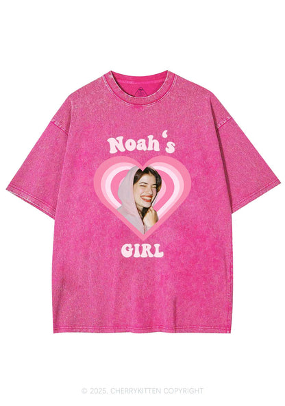 Custom Noahs Girl Photo Y2K Valentine's Day Washed Tee Cherrykitten