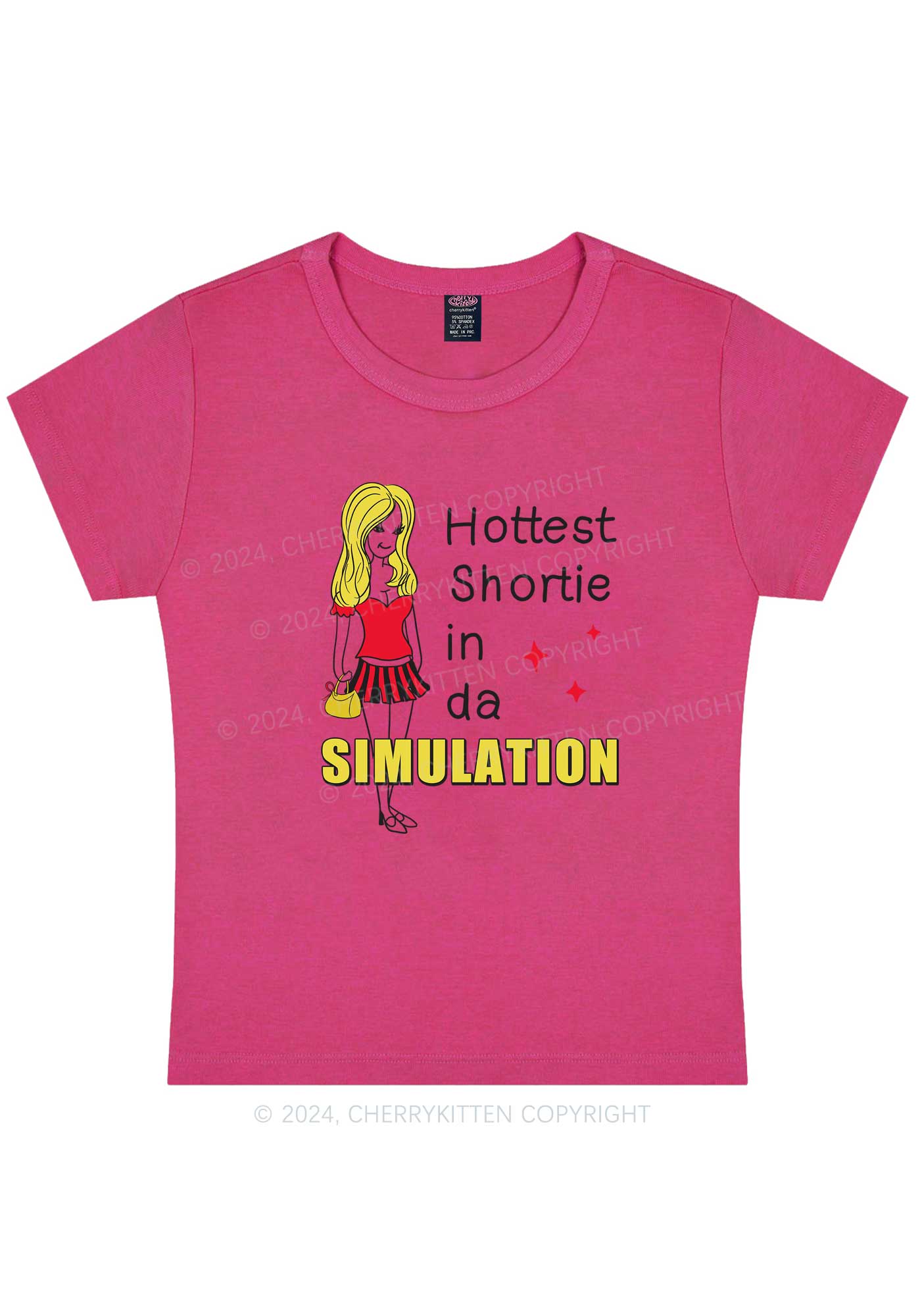 Hottest Shortie In Simulation Y2K Baby Tee Cherrykitten