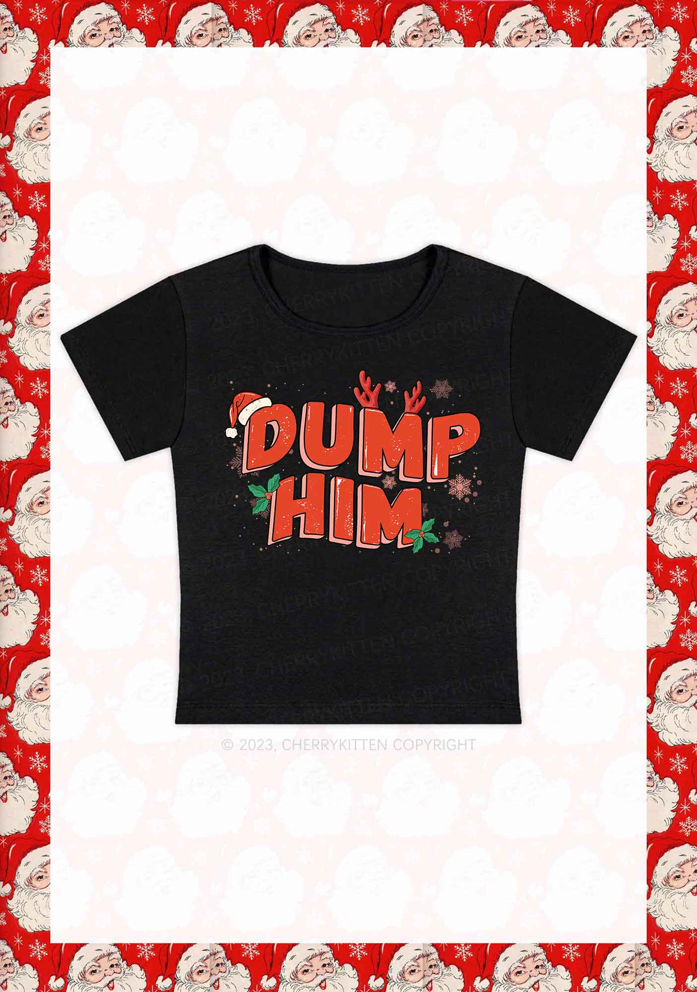 Dump Him Christmas Y2K Baby Tee Cherrykitten