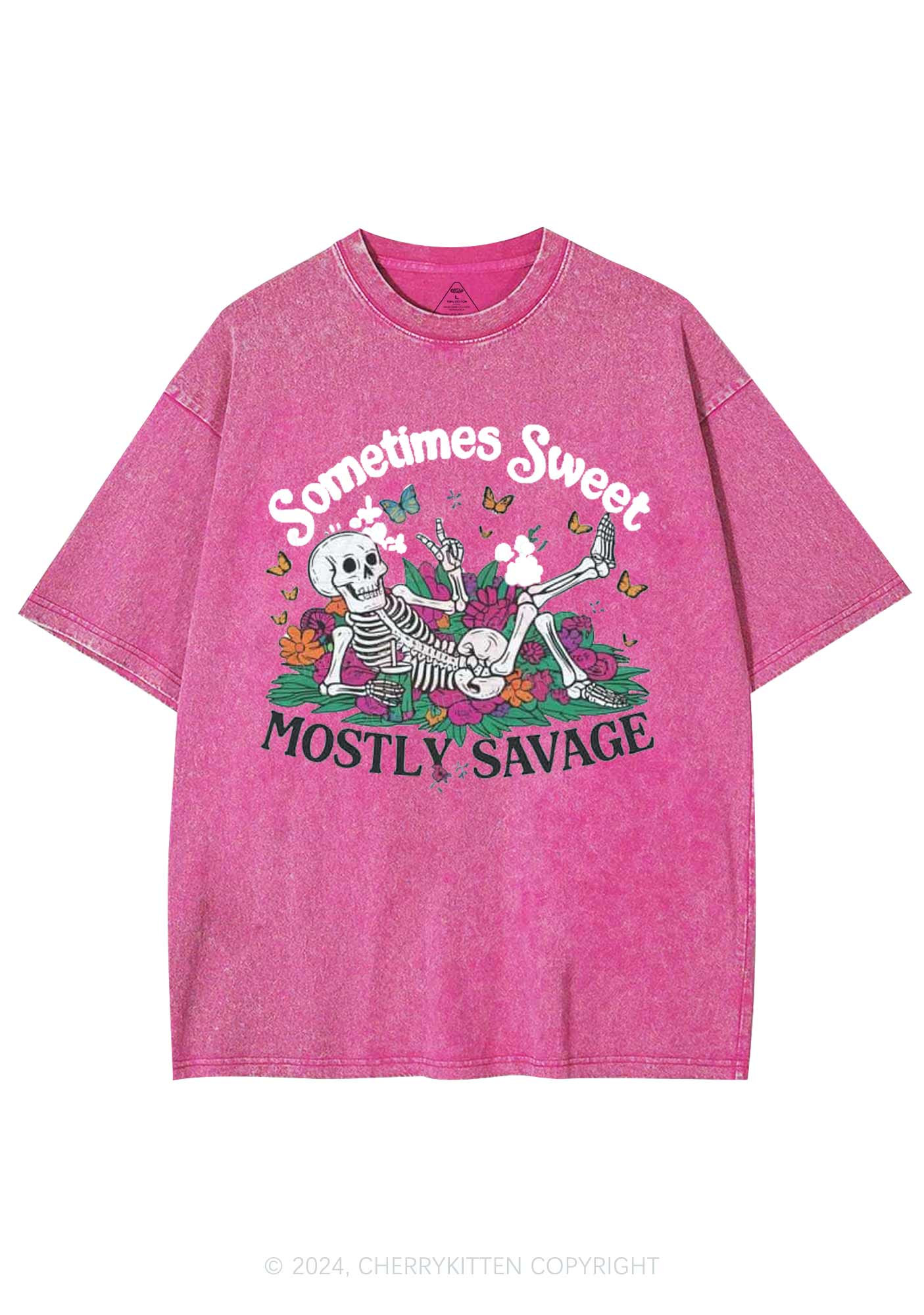 Halloween Mostly Savage Y2K Washed Tee Cherrykitten