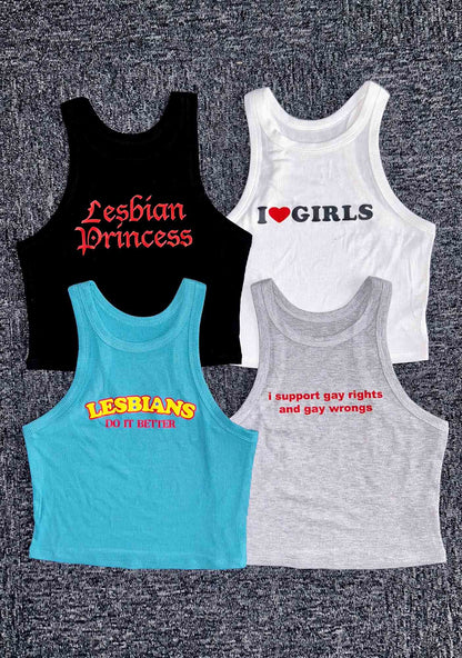 Lesbians Do It Better Y2K Crop Tank Top Cherrykitten