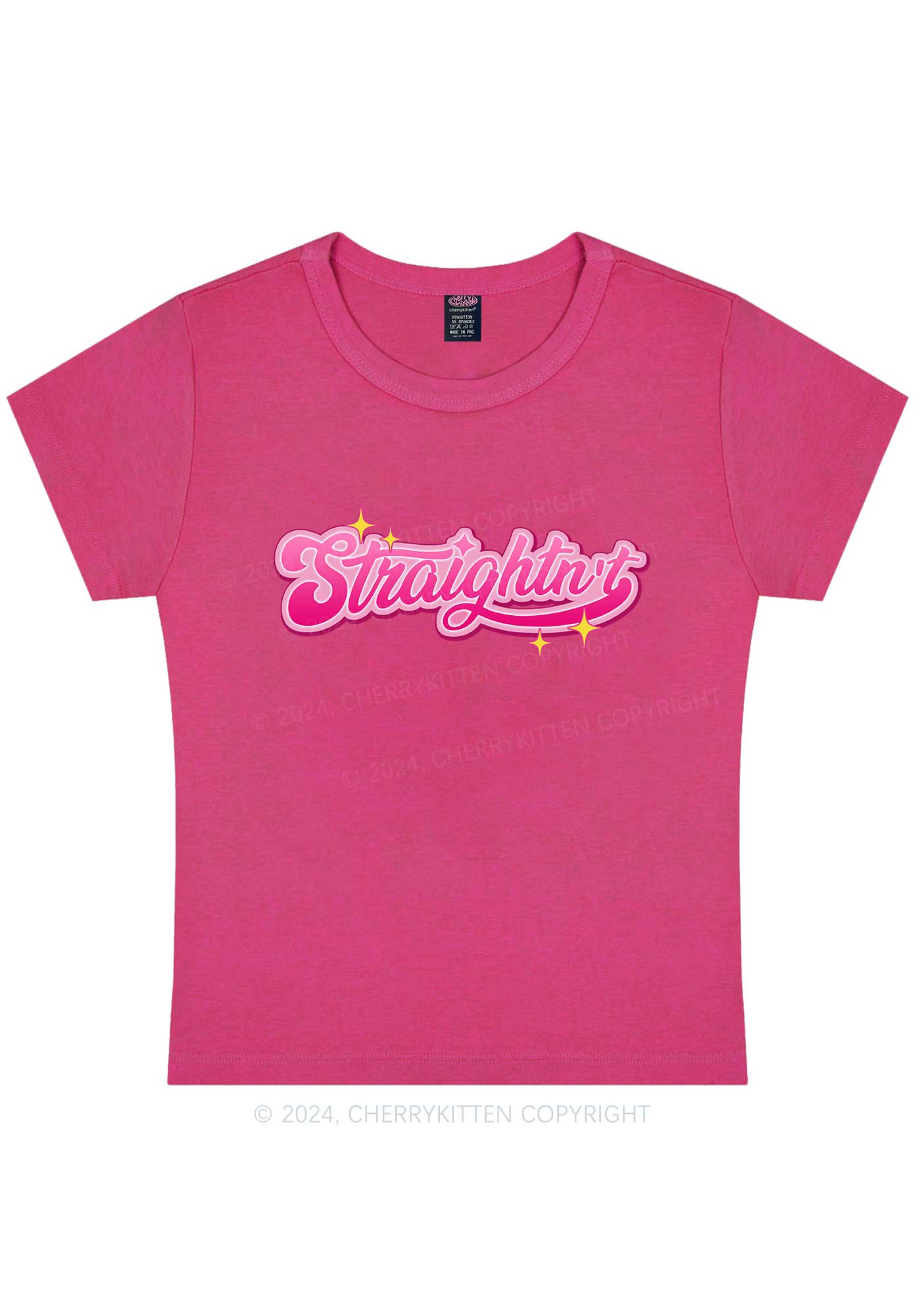 Straightn't Y2K Baby Tee Cherrykitten