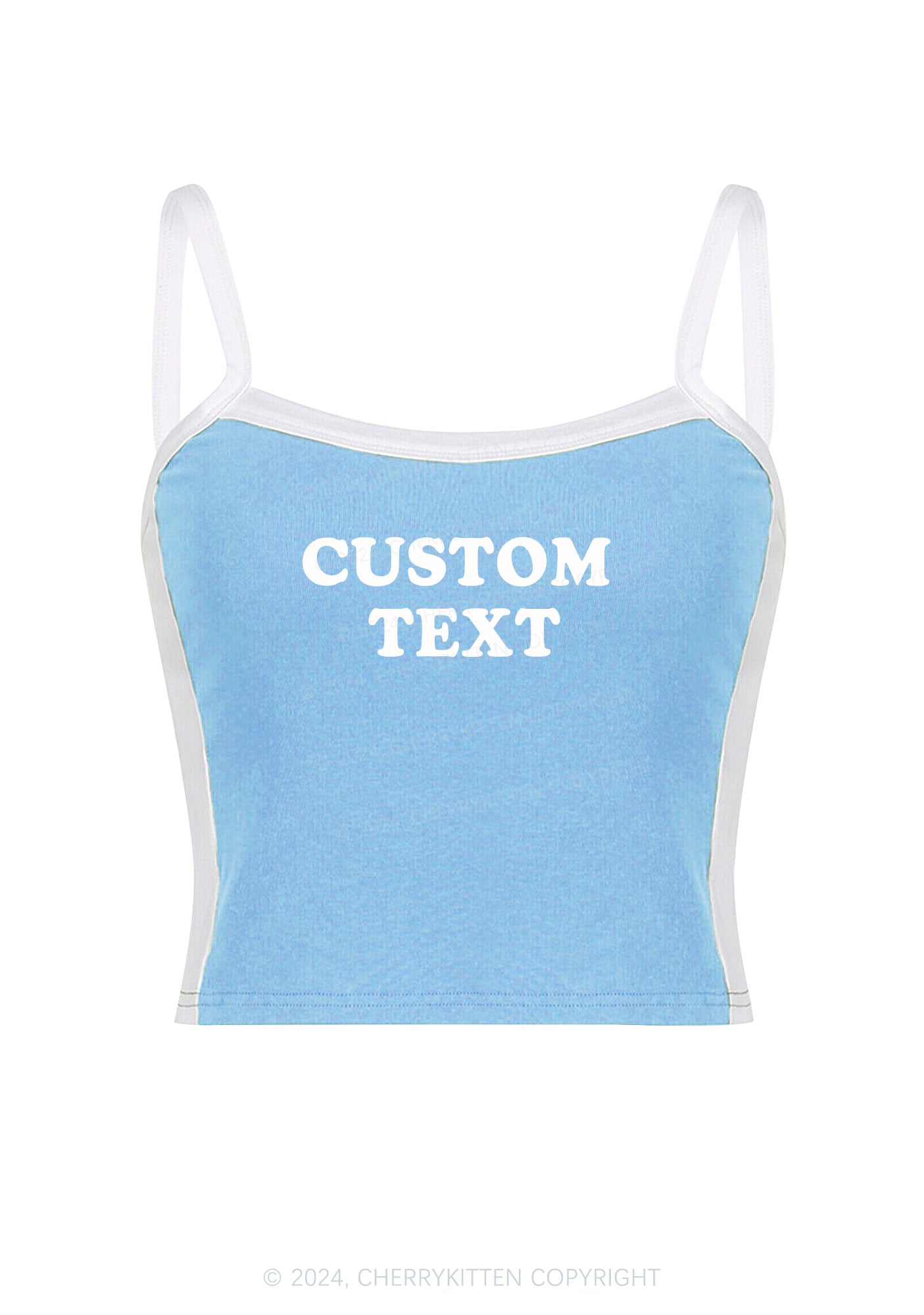 Custom Text Y2K Color Block Crop Cami Top Cherrykitten