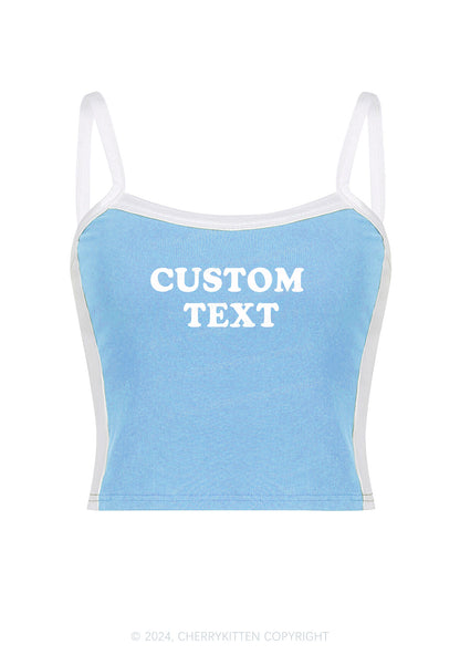 Custom Text Y2K Color Block Crop Cami Top Cherrykitten