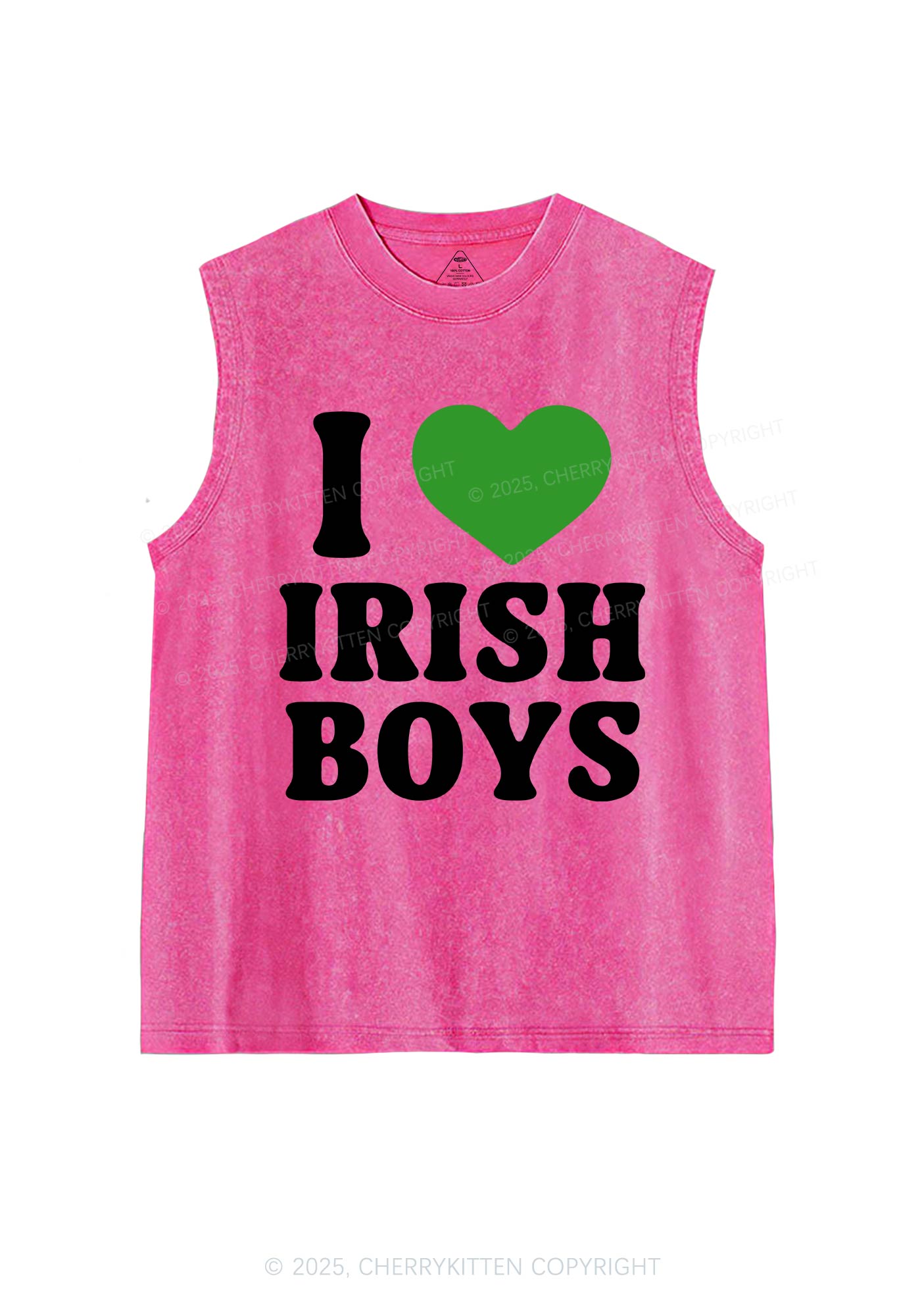 I Love Irish Boys St Patricks Y2K Washed Tank Cherrykitten