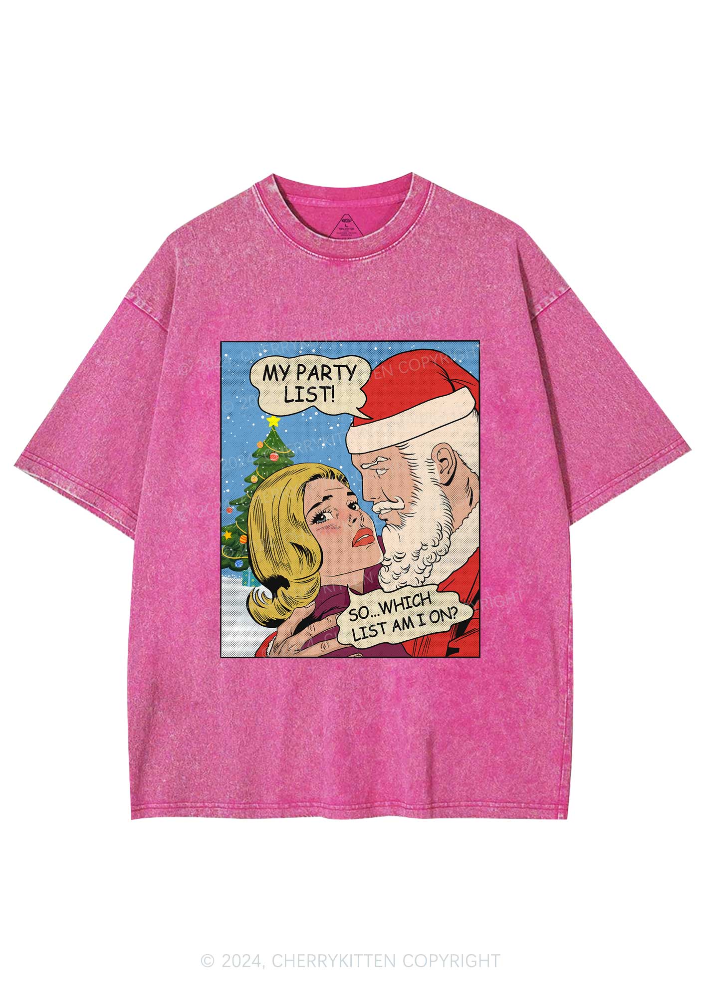 Christmas My Party List Y2K Washed Tee Cherrykitten