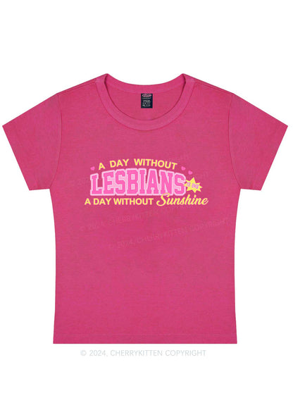 Curvy A Day Without Lesbians Y2K Baby Tee Cherrykitten