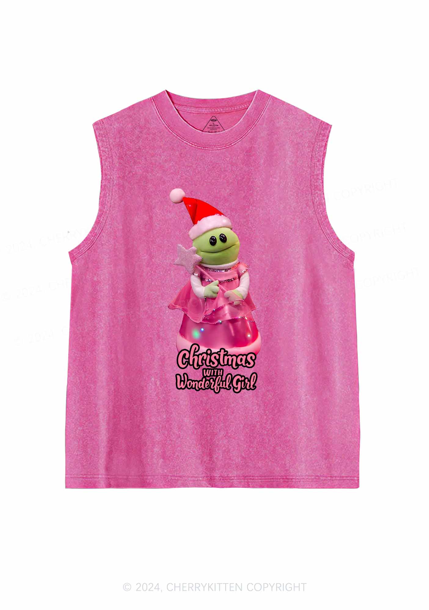 Christmas Wonderful Girl Y2K Washed Tank Cherrykitten