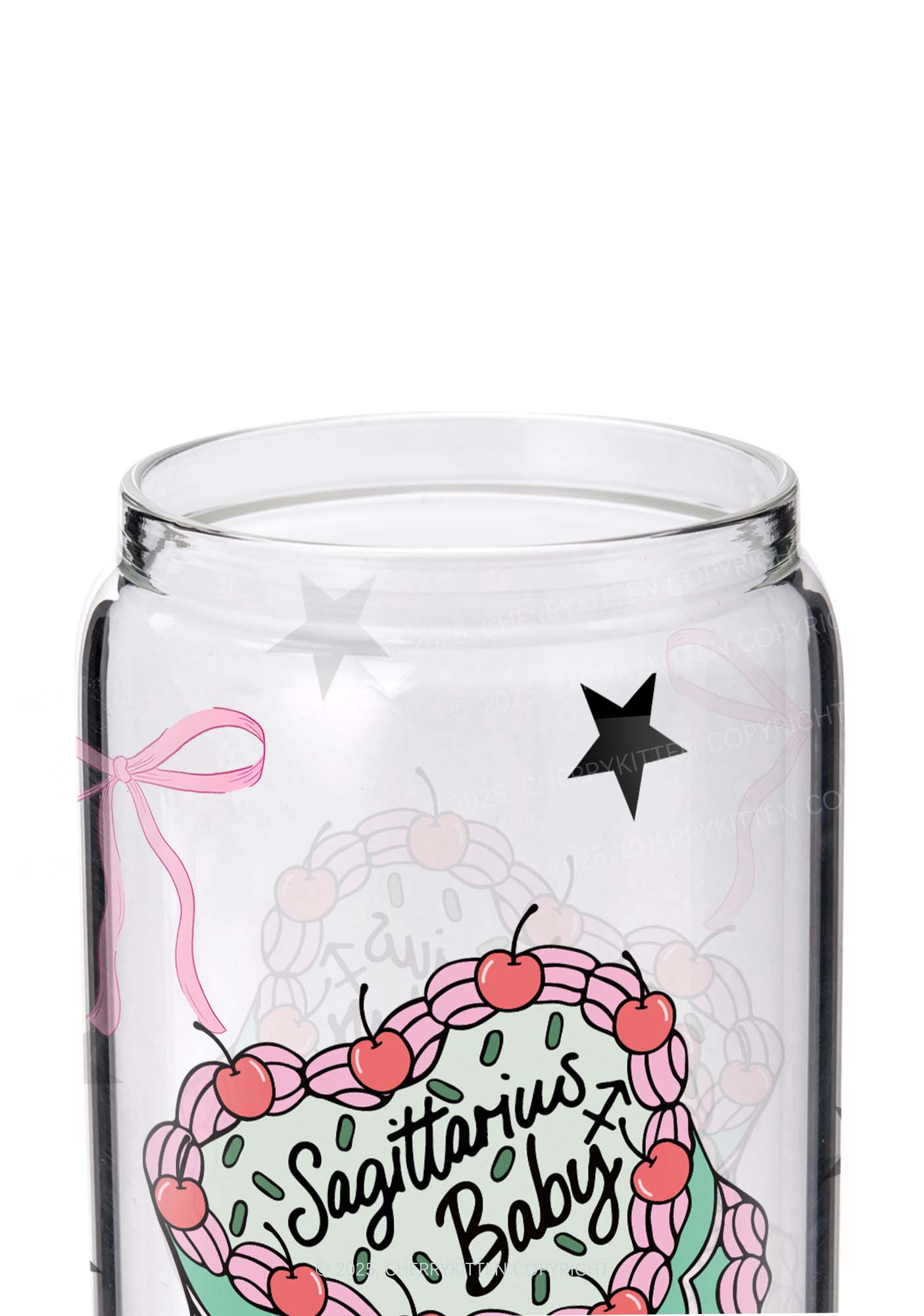 Sagittarius Baby Y2K Printed Glass Cup Cherrykitten