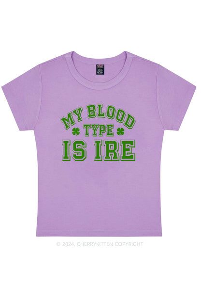 Blood Type Is Ire St Patricks Y2K Baby Tee Cherrykitten