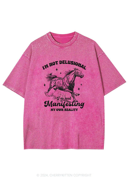 Not Delusional Just Manifesting Y2K Washed Tee Cherrykitten