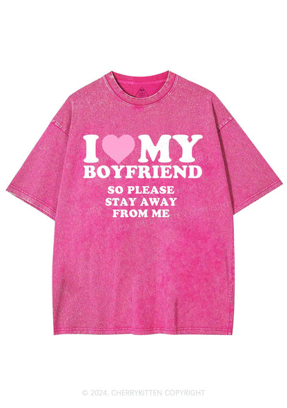 Stay Away From Me Y2K Valentine's Day Washed Tee Cherrykitten