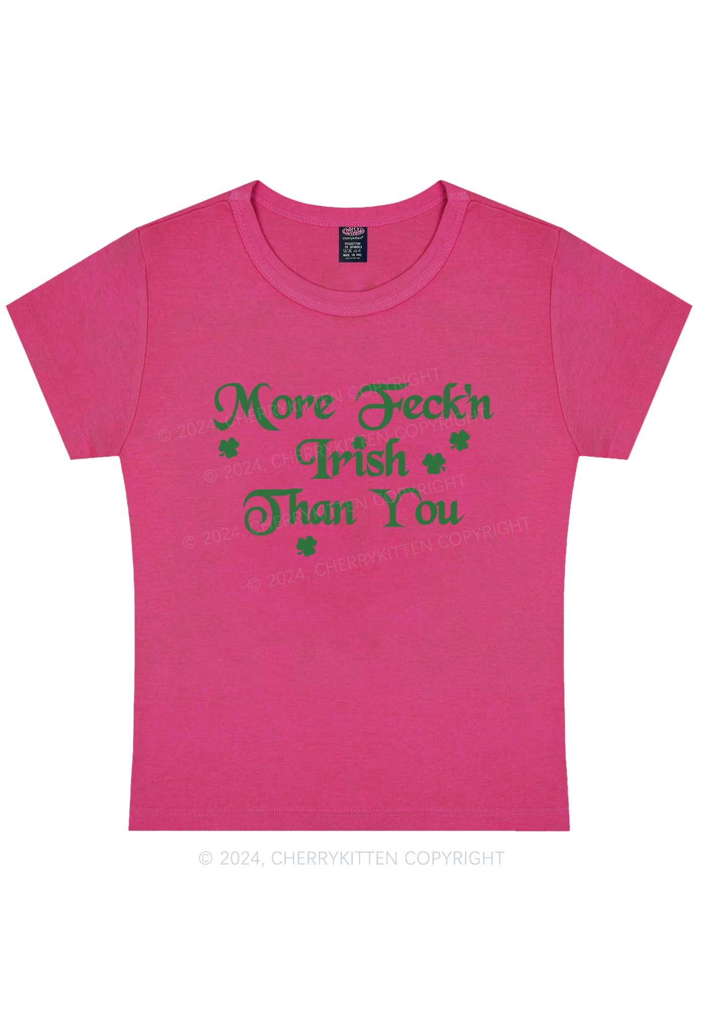 More Feckn Irish Than You St Patricks Y2K Baby Tee Cherrykitten