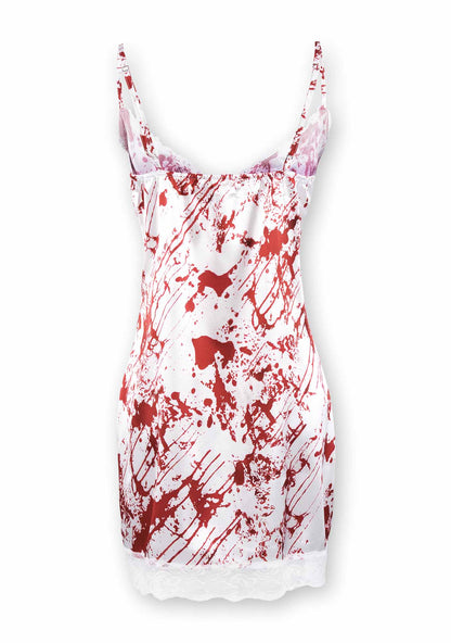 Halloween Bloodstain Print Lace Slip Dress Y2K Cosplay Costume