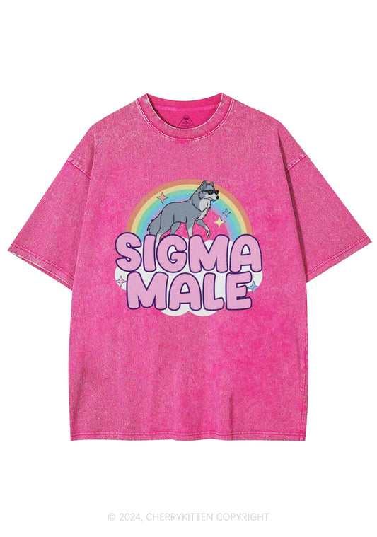 Sigma Male Wolf Y2K Washed Tee Cherrykitten