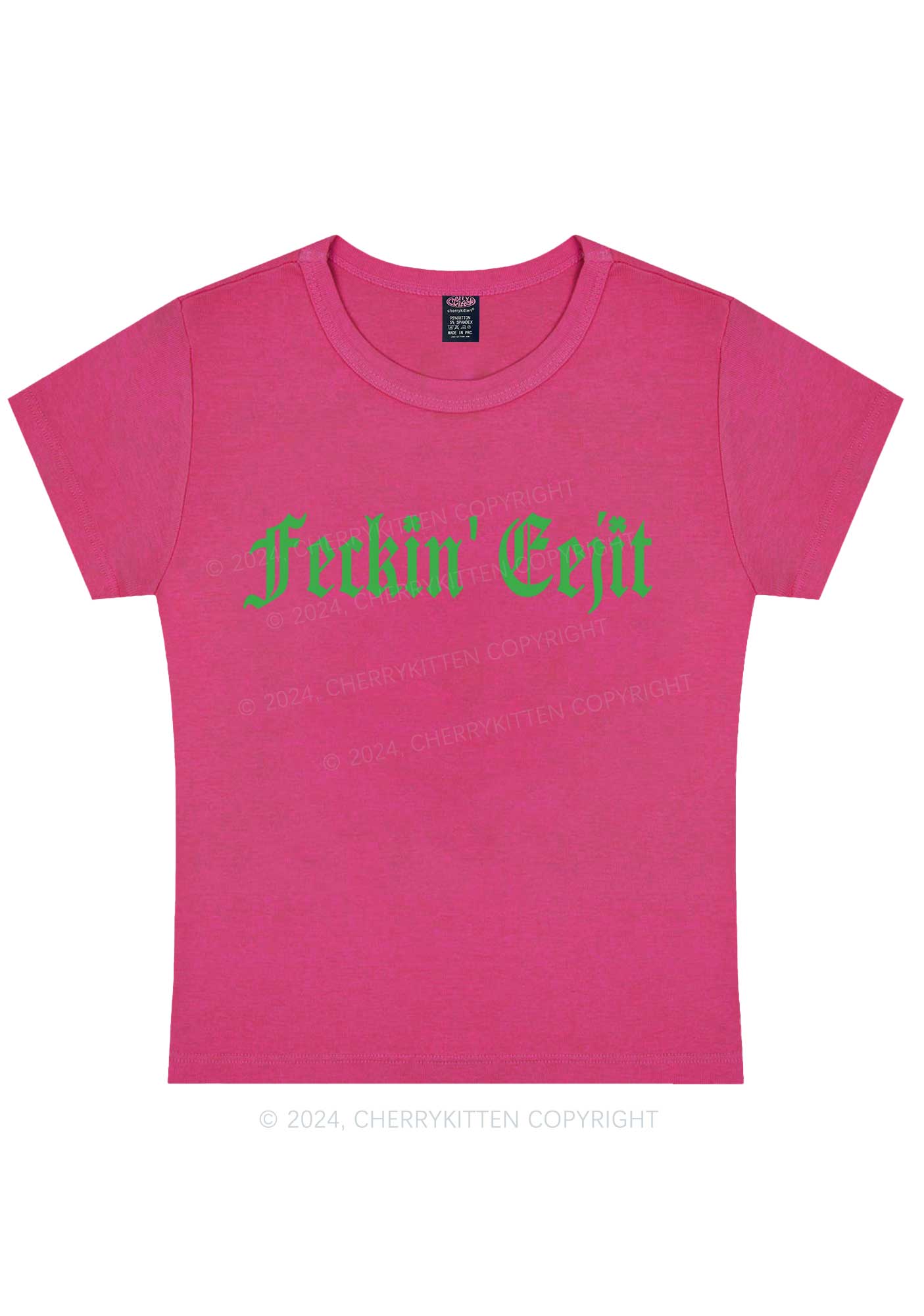 Feckin Eejit St Patricks Y2K Baby Tee Cherrykitten