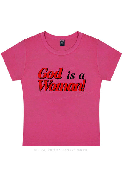 Curvy God Is A Woman Y2K Baby Tee Cherrykitten