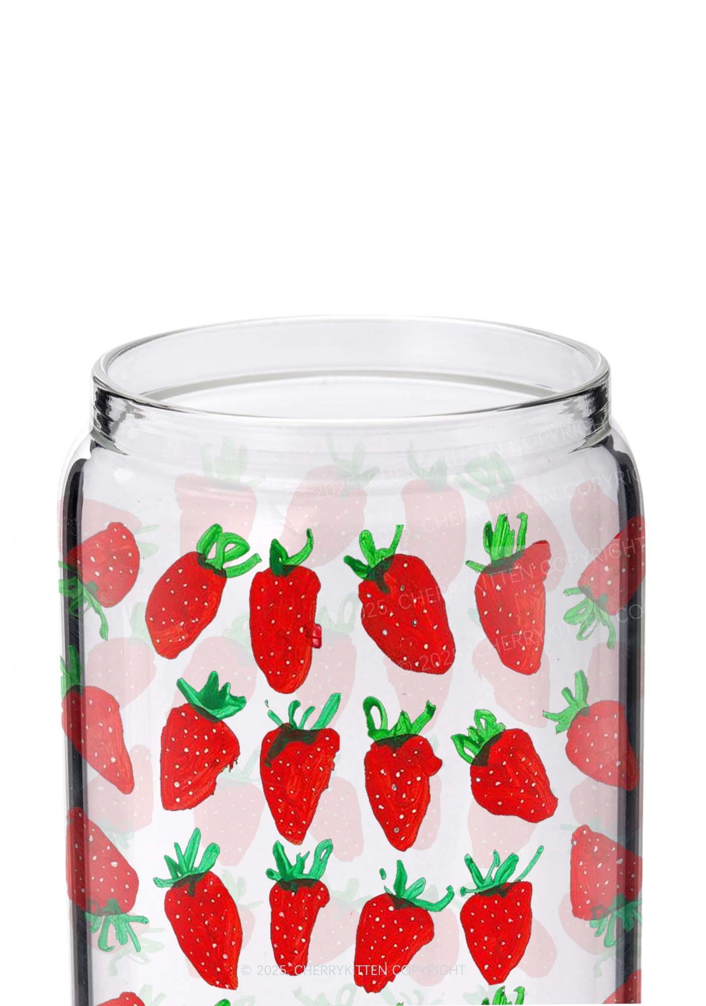 Strawberry Y2K Printed Glass Cup Cherrykitten