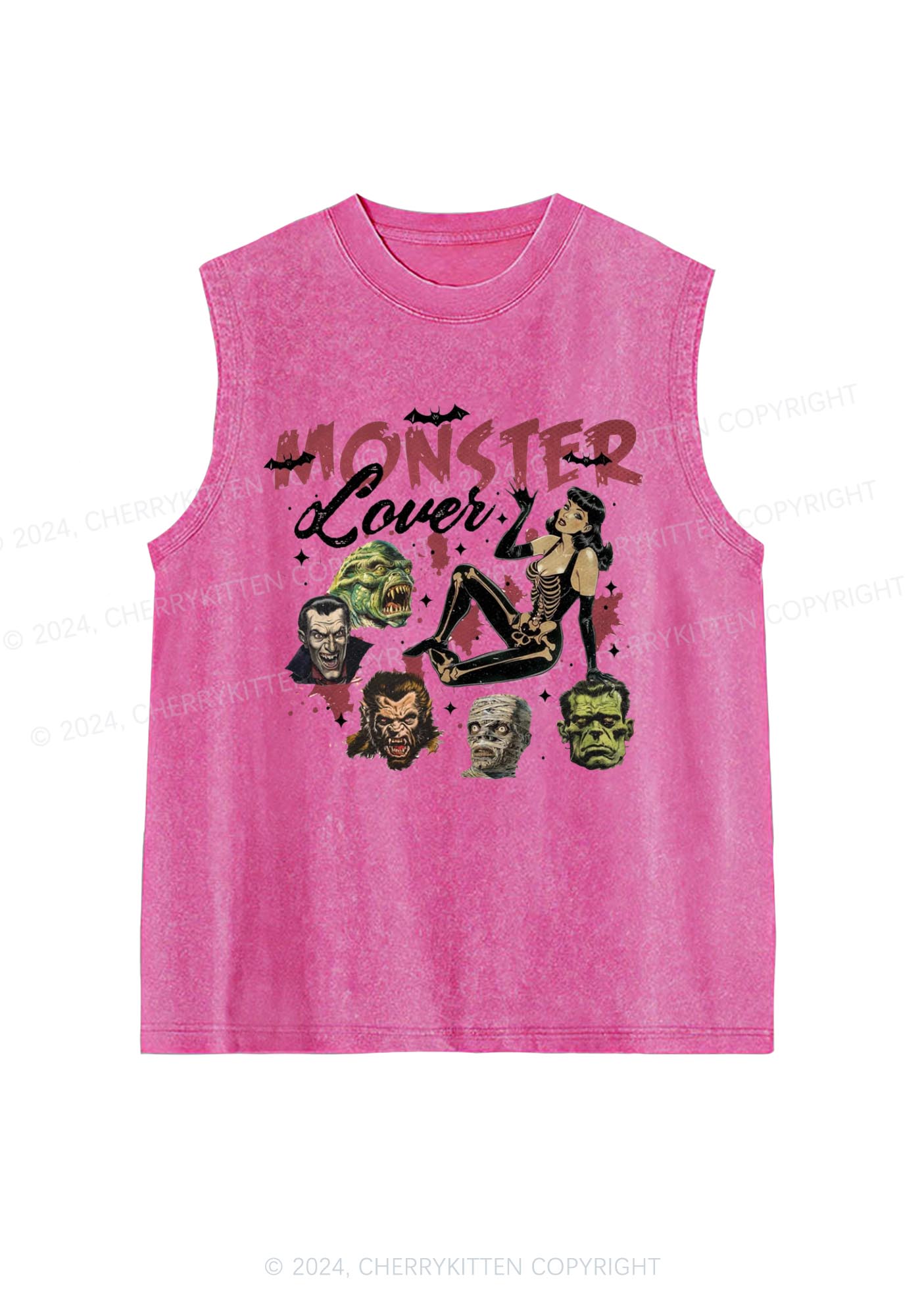 Halloween Monster Lovers Y2K Washed Tank Cherrykitten