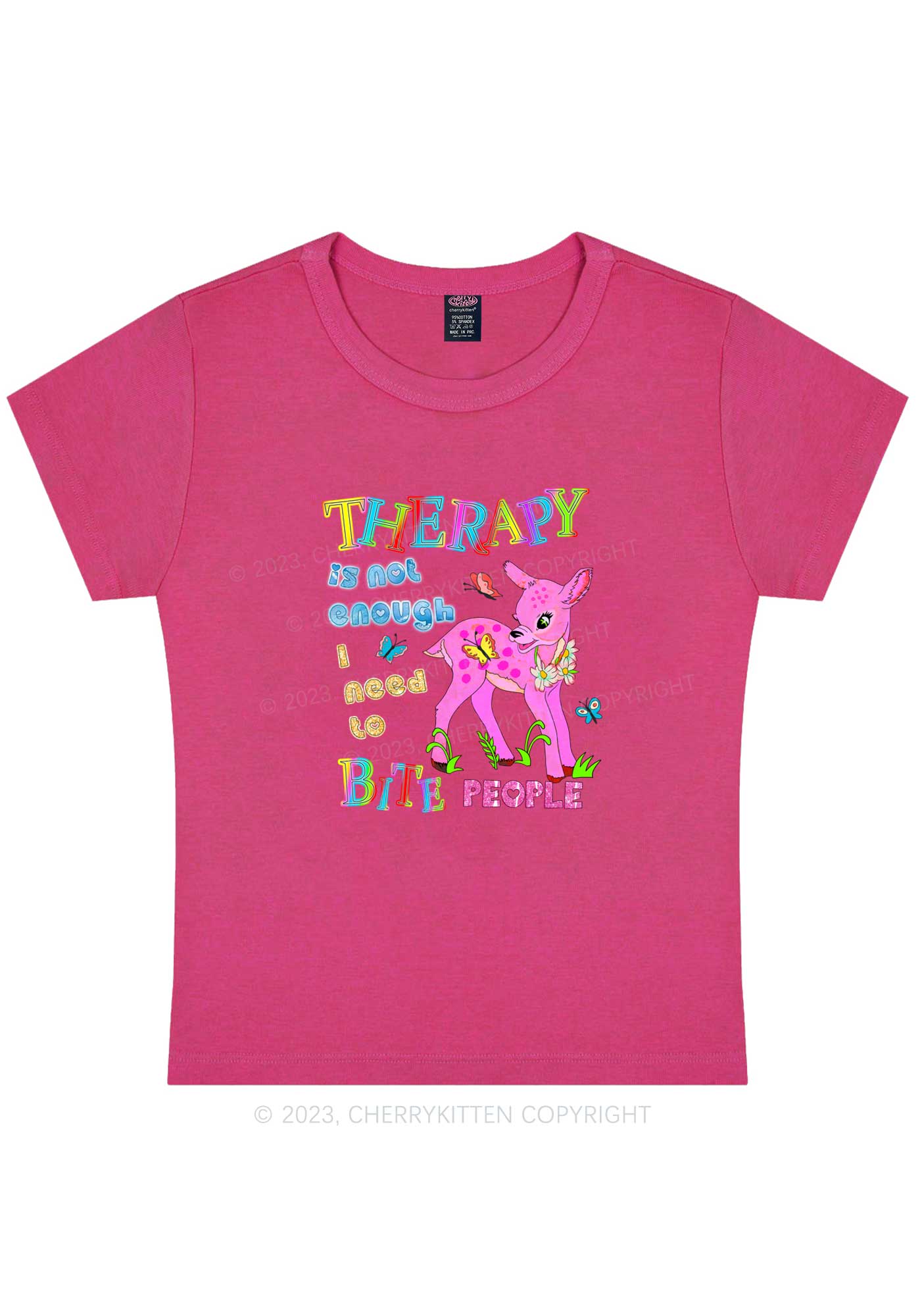 Therapy Is Not Enough Y2K Baby Tee Cherrykitten