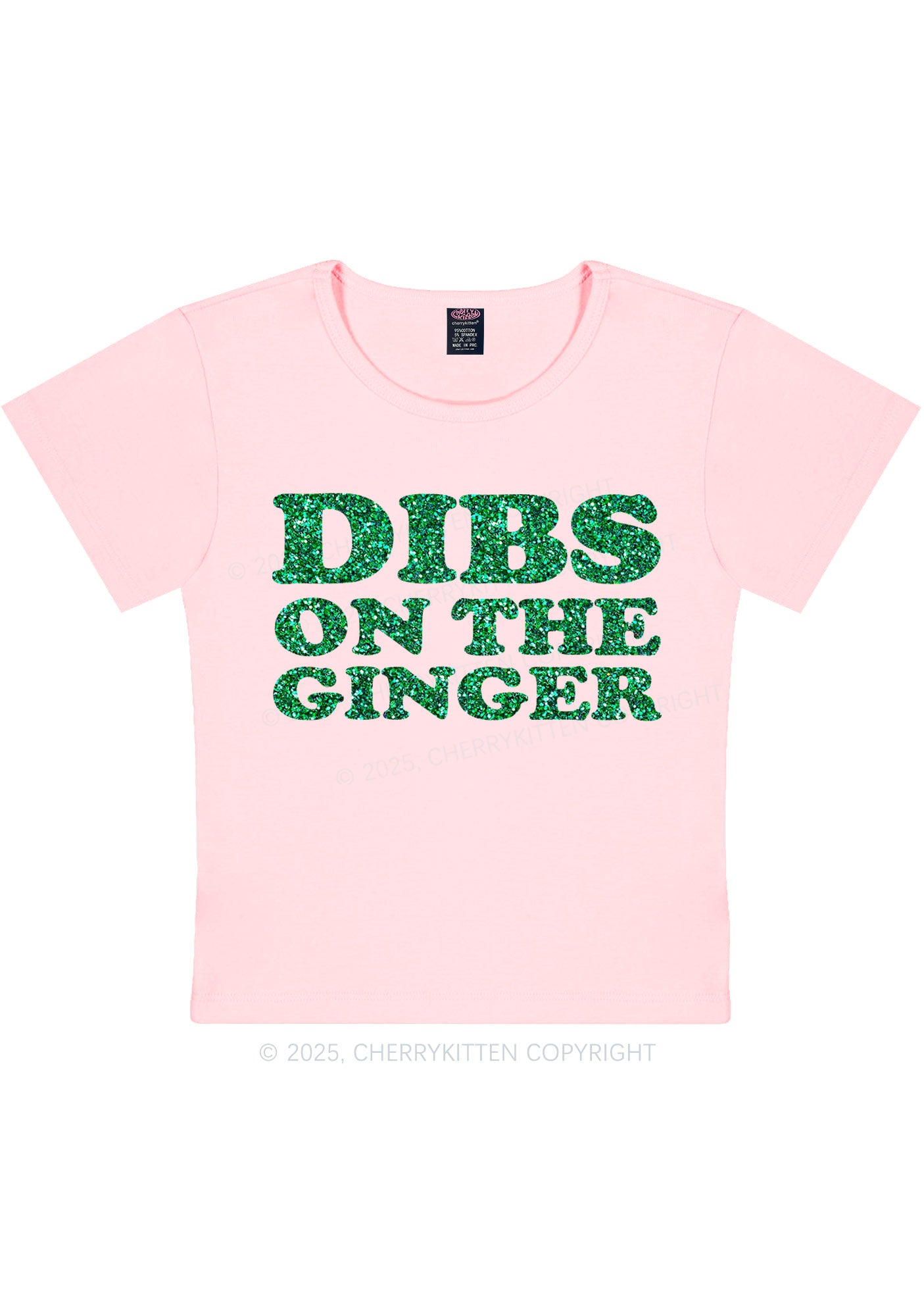 Glitter Dibs On The Ginger St Patricks Y2K Baby Tee Cherrykitten