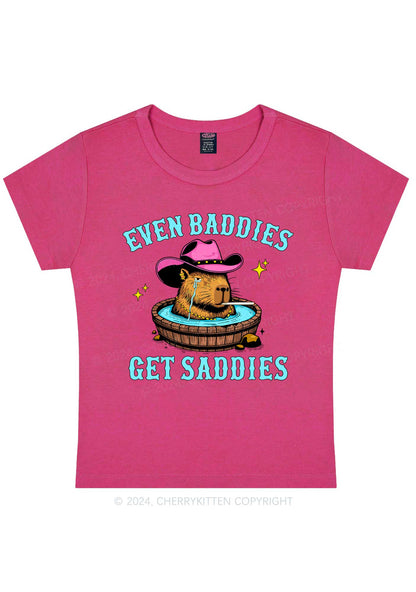 Capybara Get Saddies Y2K Baby Tee Cherrykitten