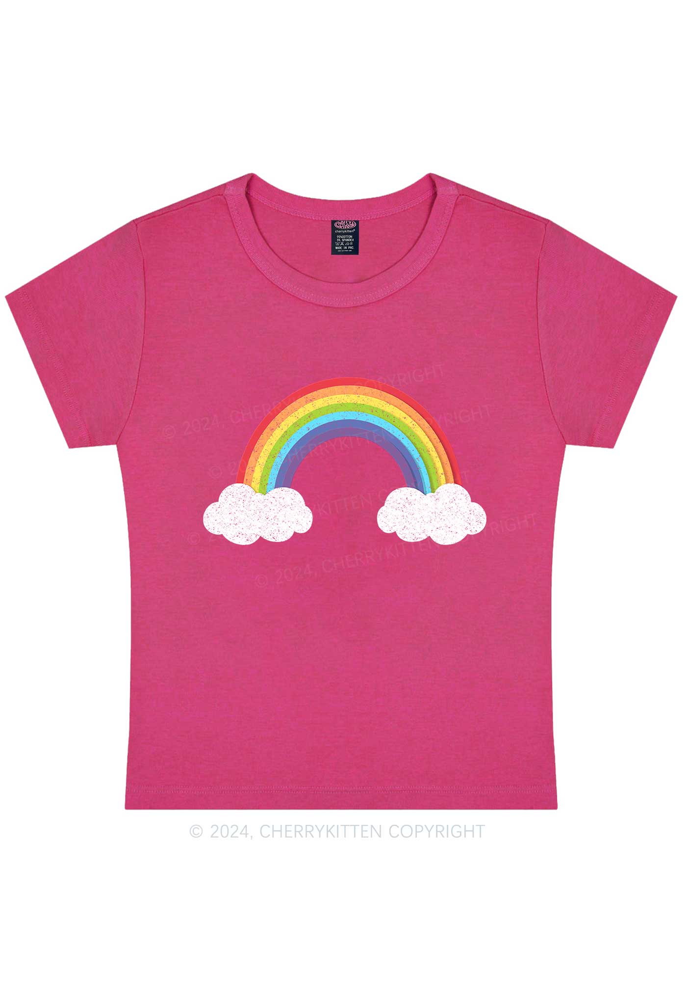 Rainbow Cloud Y2K Baby Tee Cherrykitten