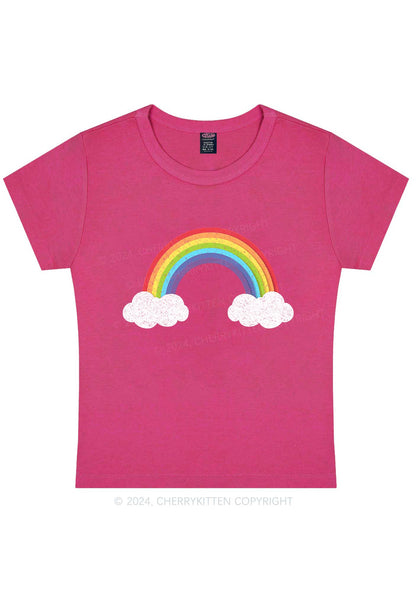 Rainbow Cloud Y2K Baby Tee Cherrykitten