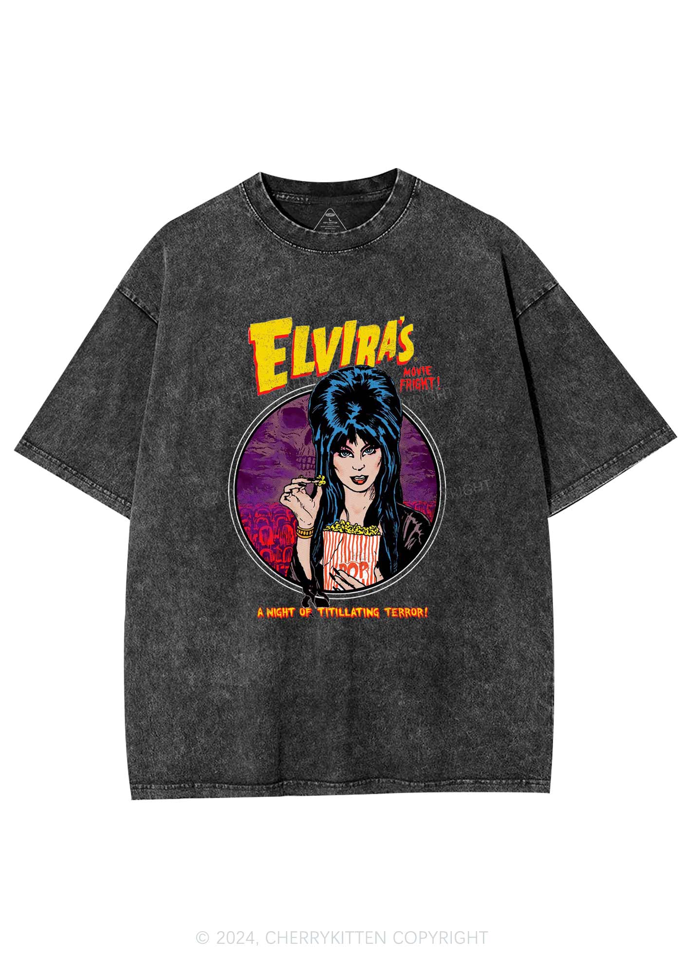 Halloween Movie Fright Y2K Washed Tee Cherrykitten