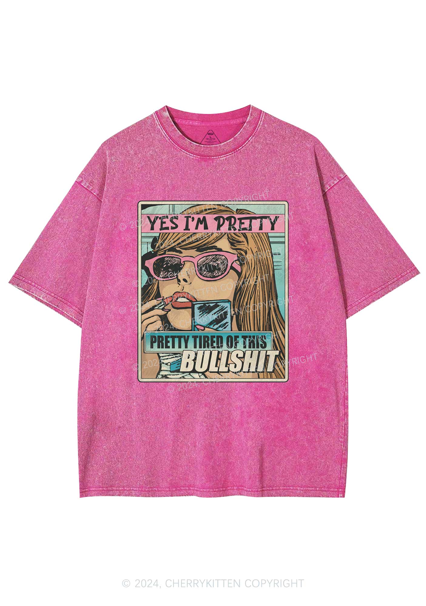 Pretty Tired Of This BS Y2K Washed Tee Cherrykitten