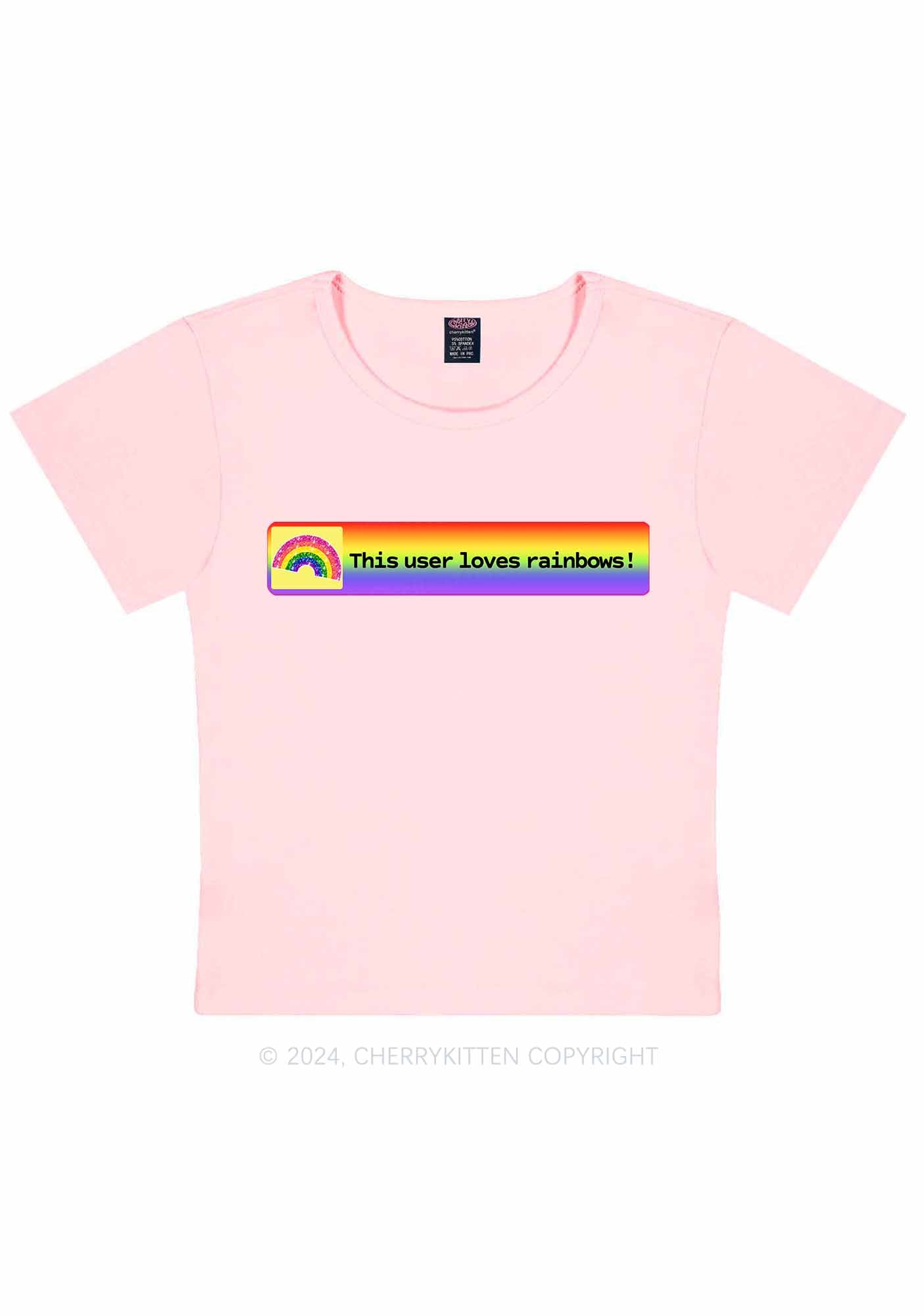 This User Loves Rainbows Y2K Baby Tee Cherrykitten