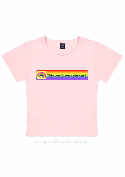 This User Loves Rainbows Y2K Baby Tee Cherrykitten