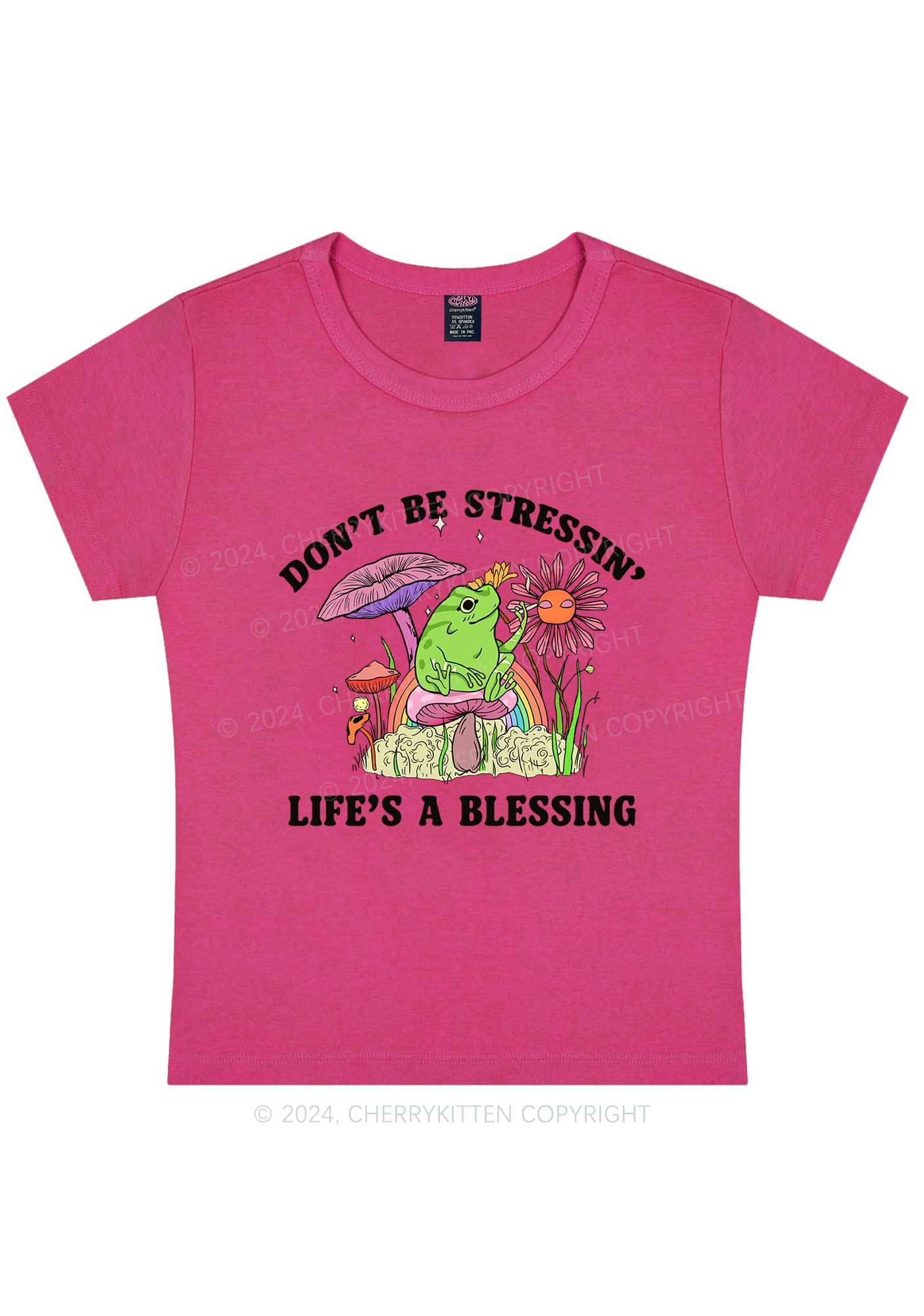 Curvy Don't Be Stressin Y2K Baby Tee Cherrykitten