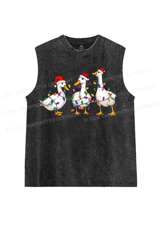 Christmas Santa Duck Y2K Washed Tank Cherrykitten