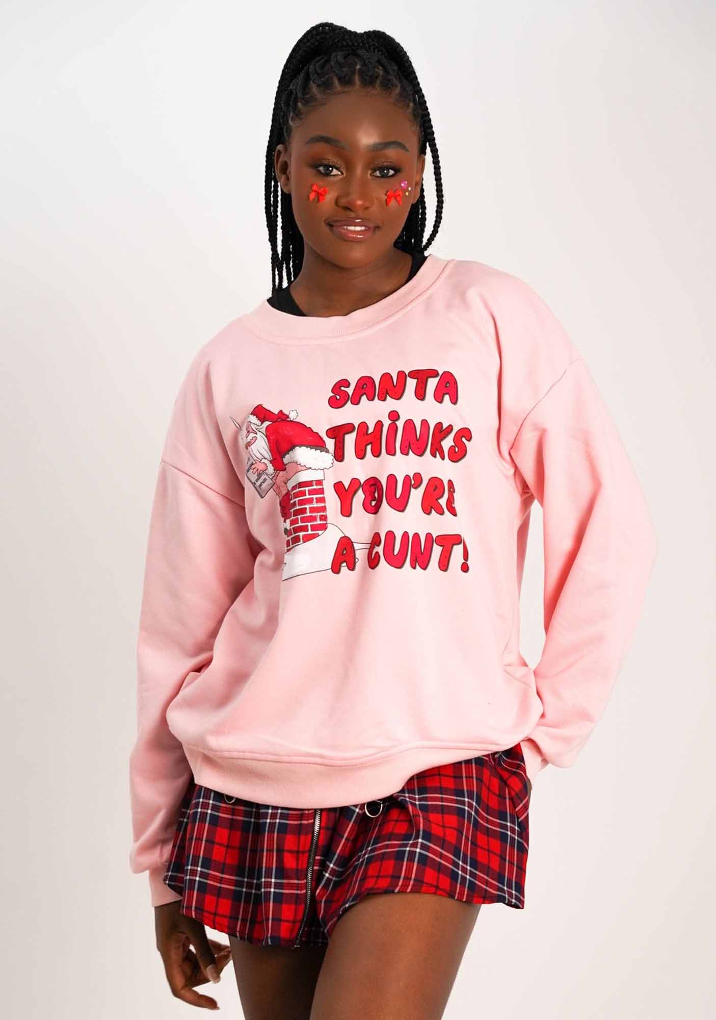 Santa Thinks You're  A Cxxt Y2K Sweatshirt Cherrykitten