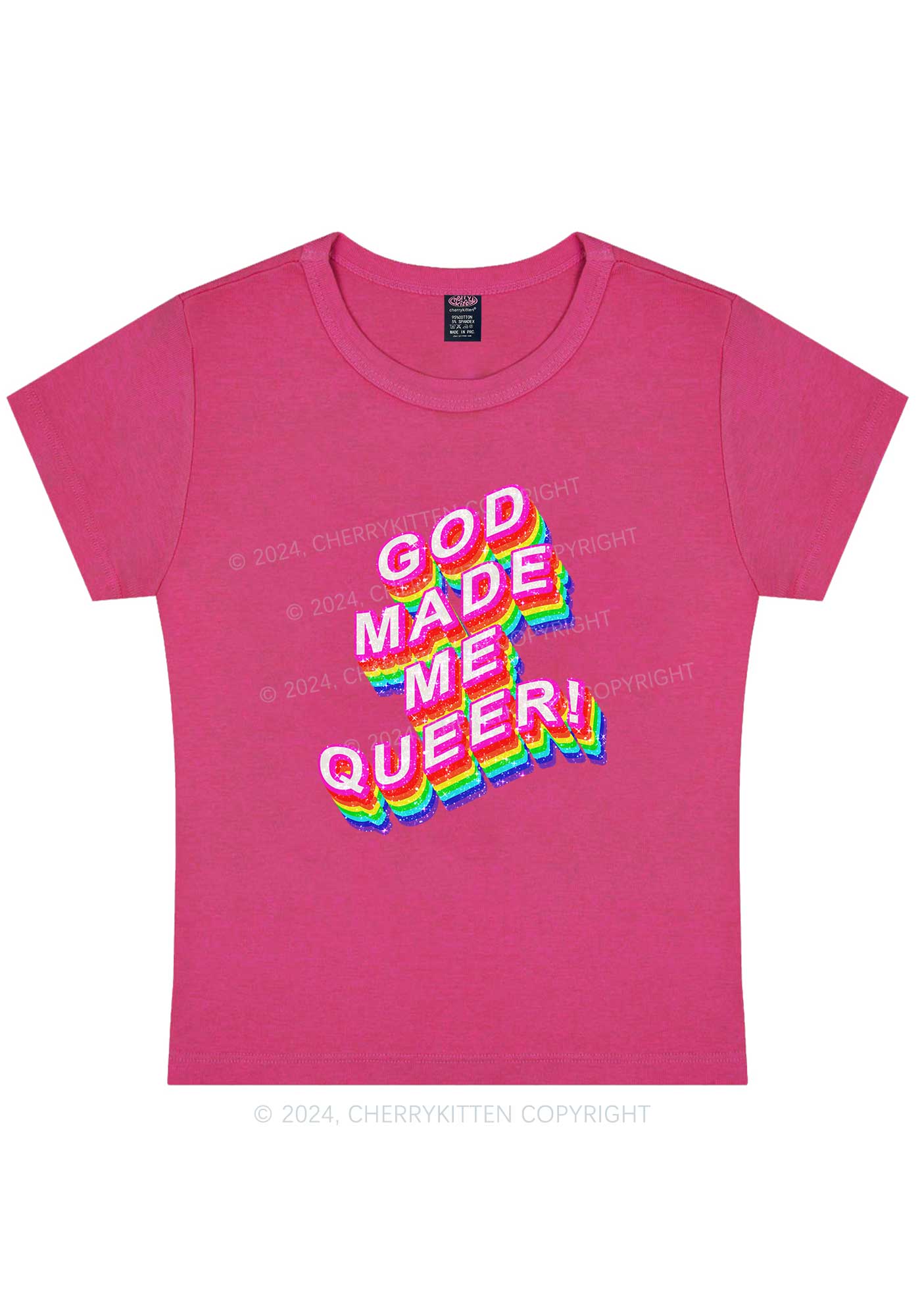 God Made Me Queer Y2K Baby Tee Cherrykitten