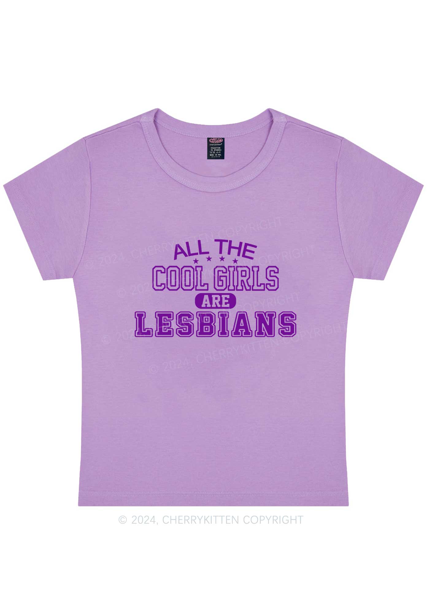 Cool Girls Are Lesbians Y2K Baby Tee Cherrykitten