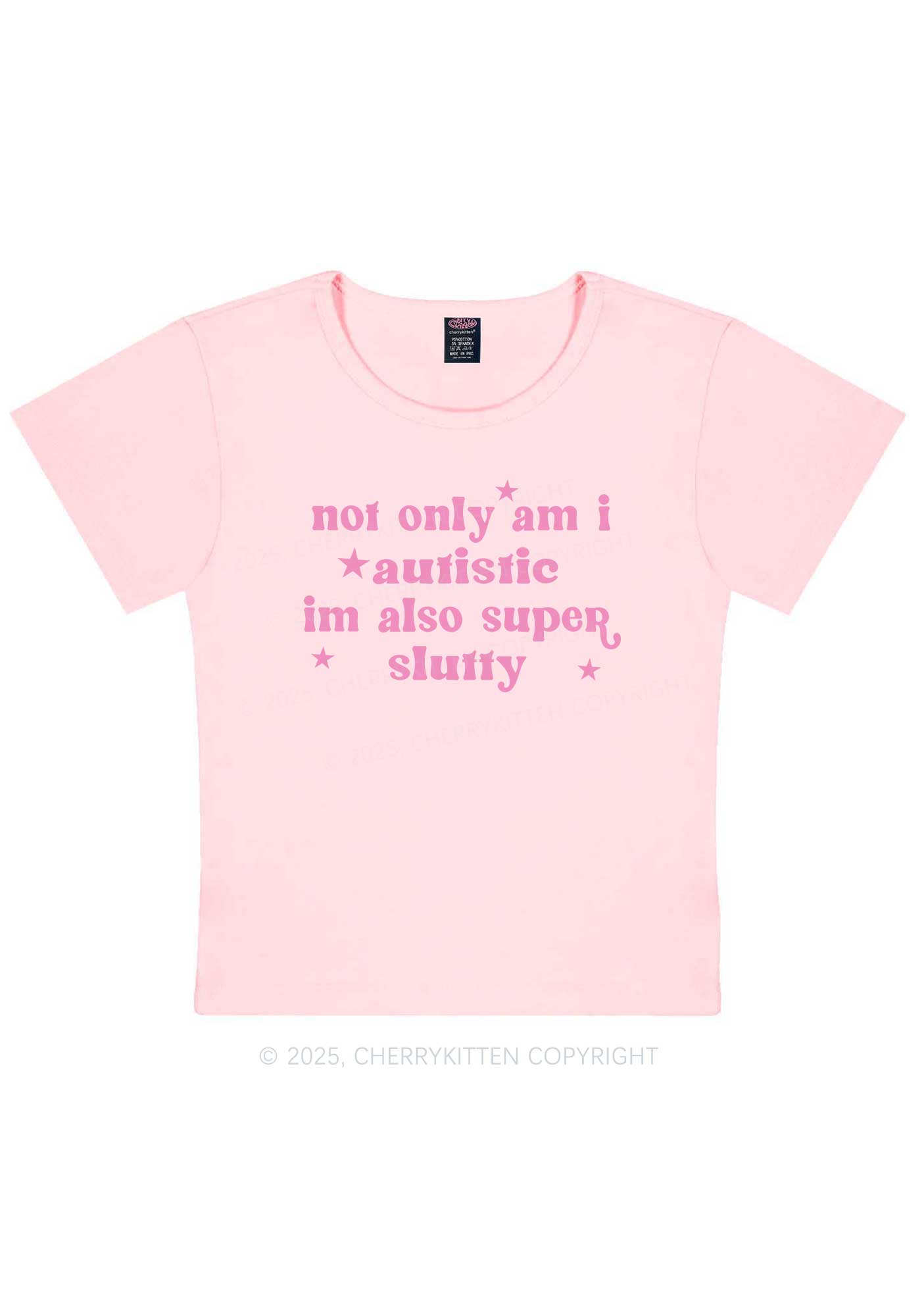 Autistic Slxtty Y2K Baby Tee Cherrykitten