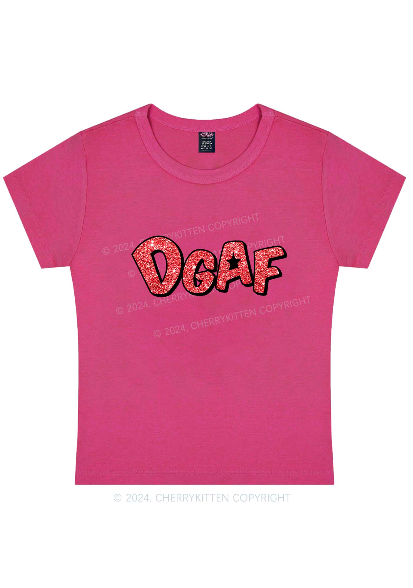 Curvy DGAF Lip Print Y2K Baby Tee Cherrykitten