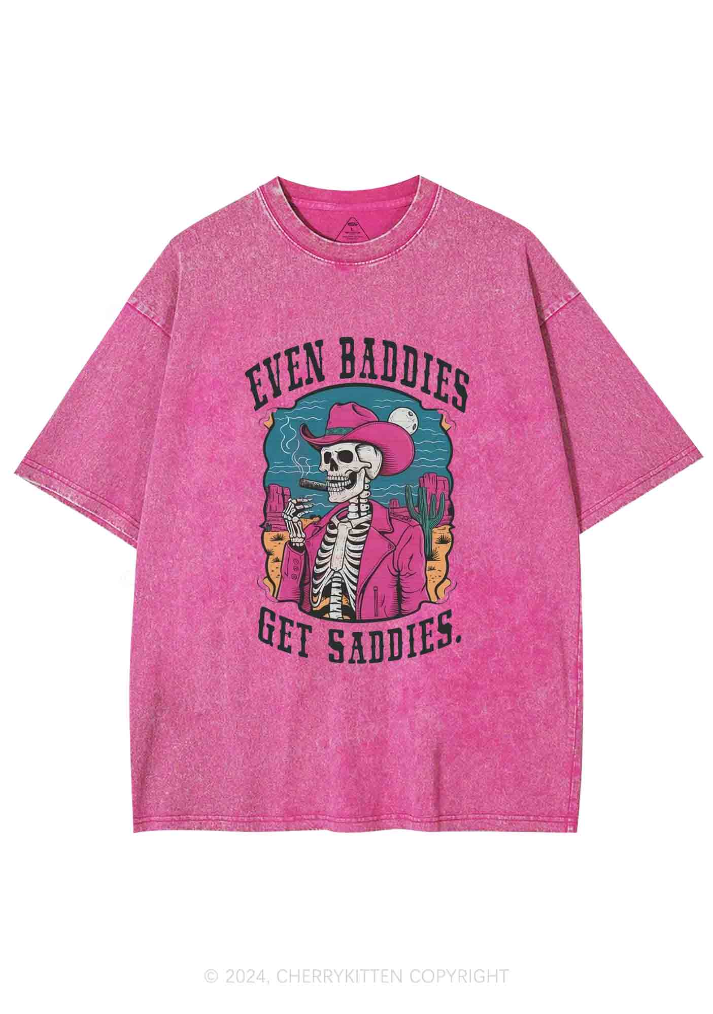 Halloween Baddies Skeleton Y2K Washed Tee Cherrykitten