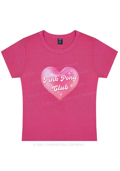 Pink Heart Pony Club Y2K Baby Tee Cherrykitten